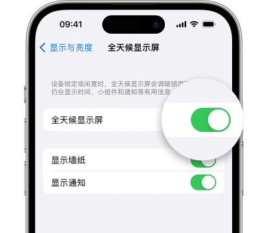 龙潭苹果15预约维修分享iPhone15如何设置全天候显示屏幕可见 