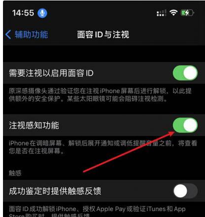 龙潭苹果14维修网点分享iPhone14注视感知功能有什么用 